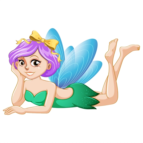 Purple Hair Fairy with Blue Wings Transparent Sticker